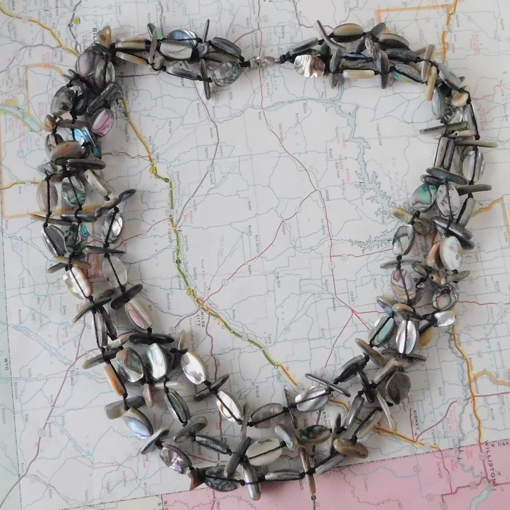 abalone shell multi-strand necklace